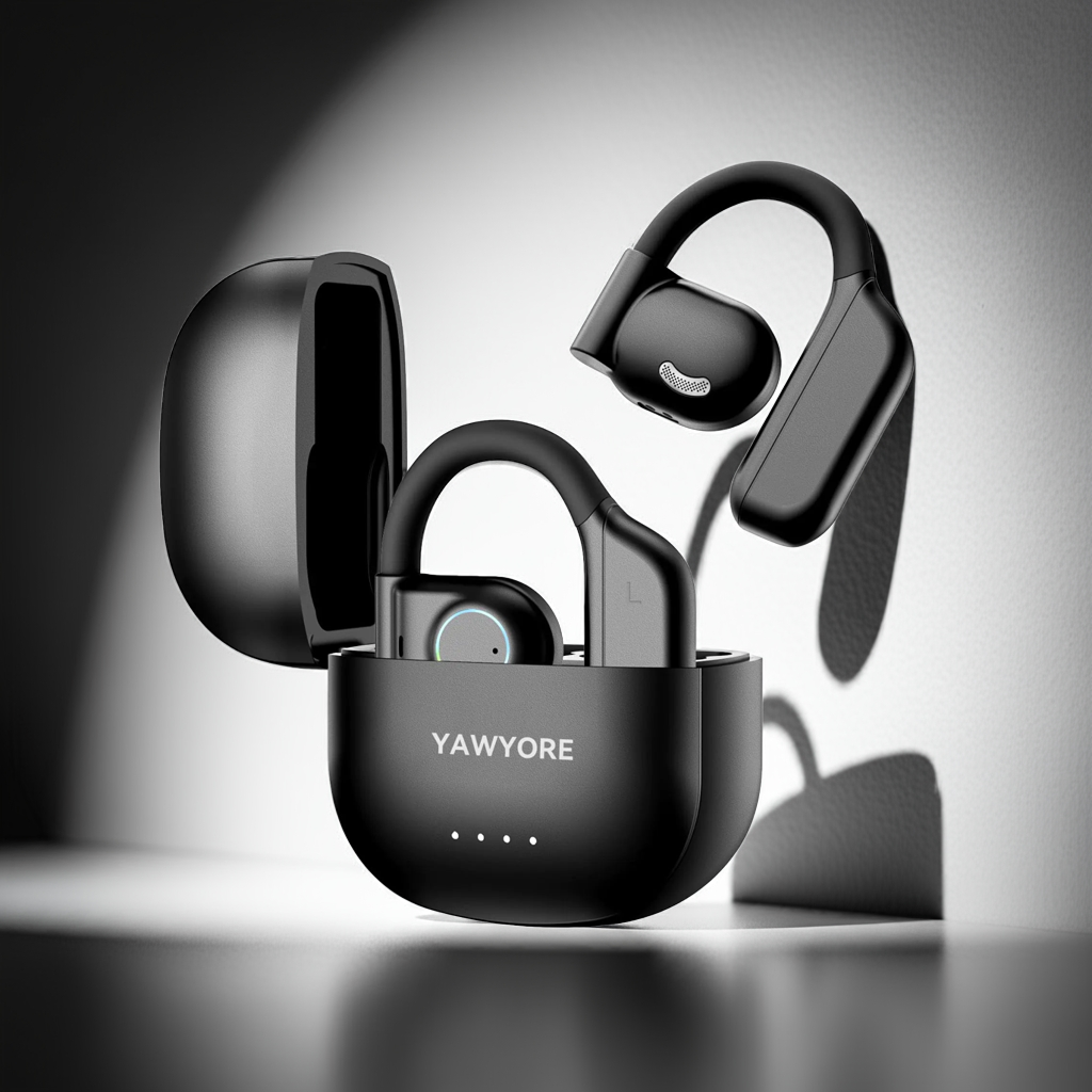 YAWYORE Open Ear Bluetooth 5.3 Earbuds offer clear sound, 60H playtime, IPX7 waterproof protection, and a lightweight, secure fit—perfect for running, workouts, and everyday use.