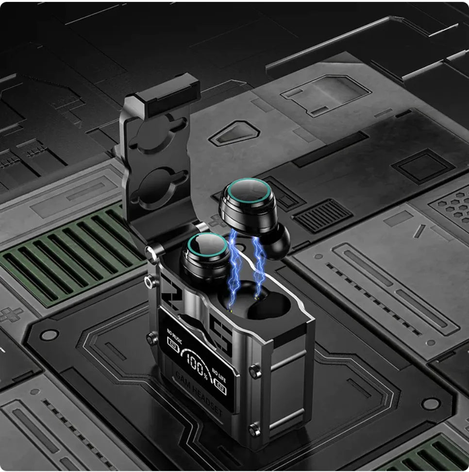 Futuristic Metal Capsule Gaming Earbuds