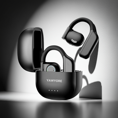 YAWYORE Open Ear Bluetooth 5.3 Earbuds offer clear sound, 60H playtime, IPX7 waterproof protection, and a lightweight, secure fit—perfect for running, workouts, and everyday use.