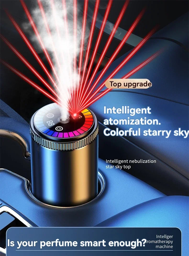 Rechargeable Smart Car Air Freshener – Adjustable Aroma Diffuser with Pickup Light & Starry Sky Design