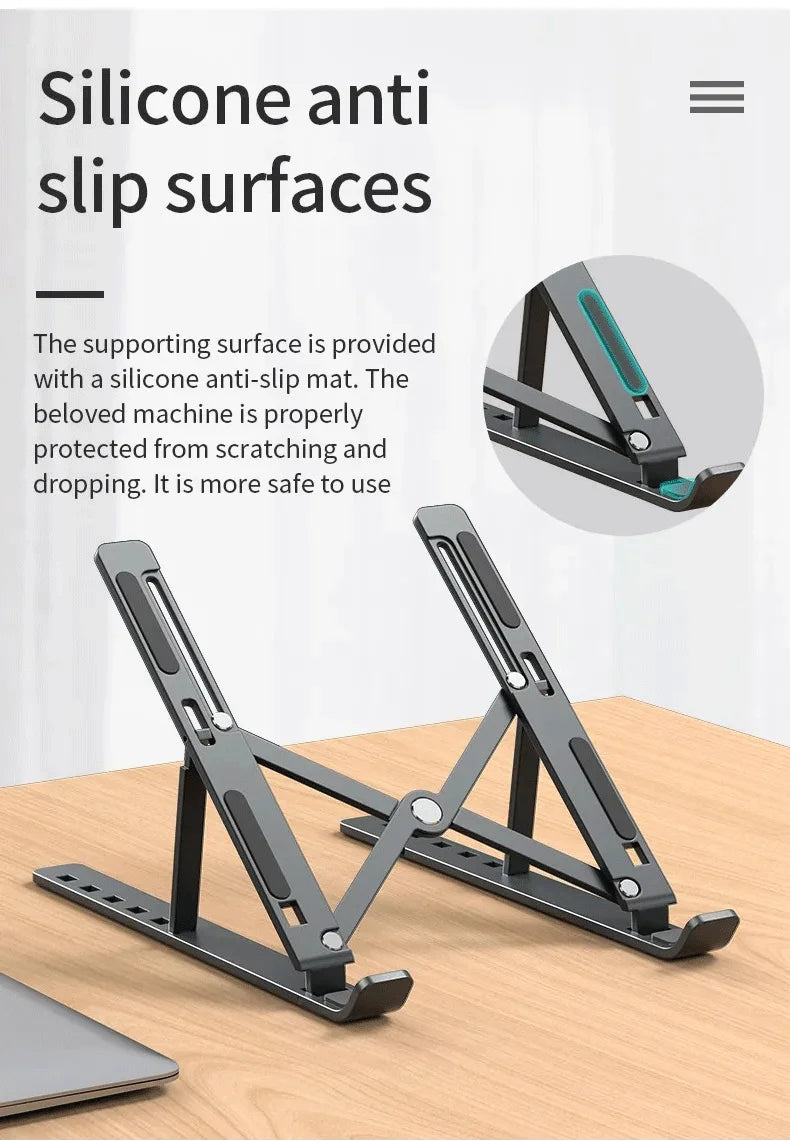 Foldable Adjustable Laptop Stand – Portable Aluminum Alloy Holder for MacBook & PC