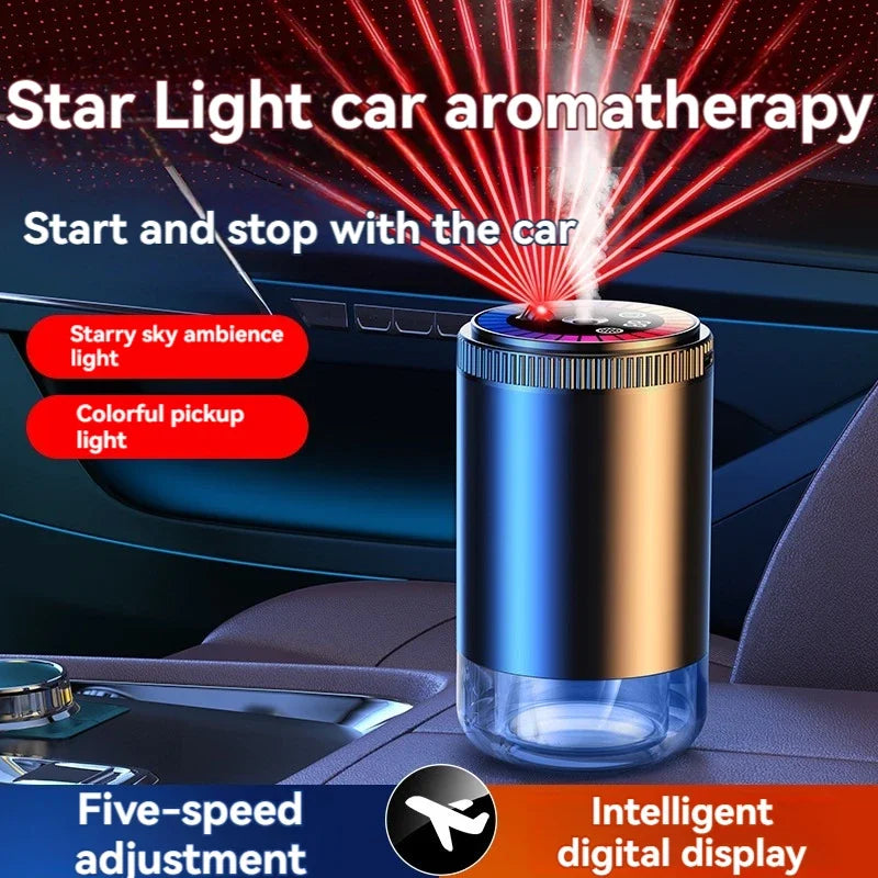 Rechargeable Smart Car Air Freshener – Adjustable Aroma Diffuser with Pickup Light & Starry Sky Design