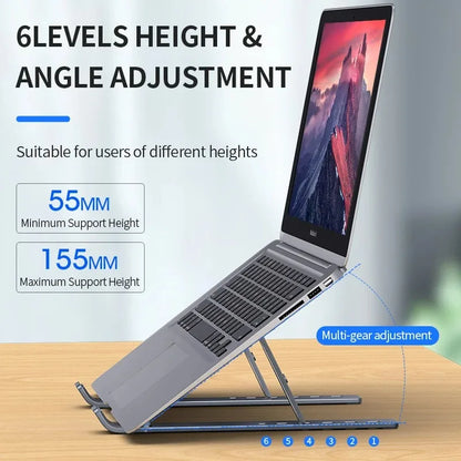 Foldable Adjustable Laptop Stand – Portable Aluminum Alloy Holder for MacBook & PC