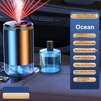 Rechargeable Smart Car Air Freshener – Adjustable Aroma Diffuser with Pickup Light & Starry Sky Design