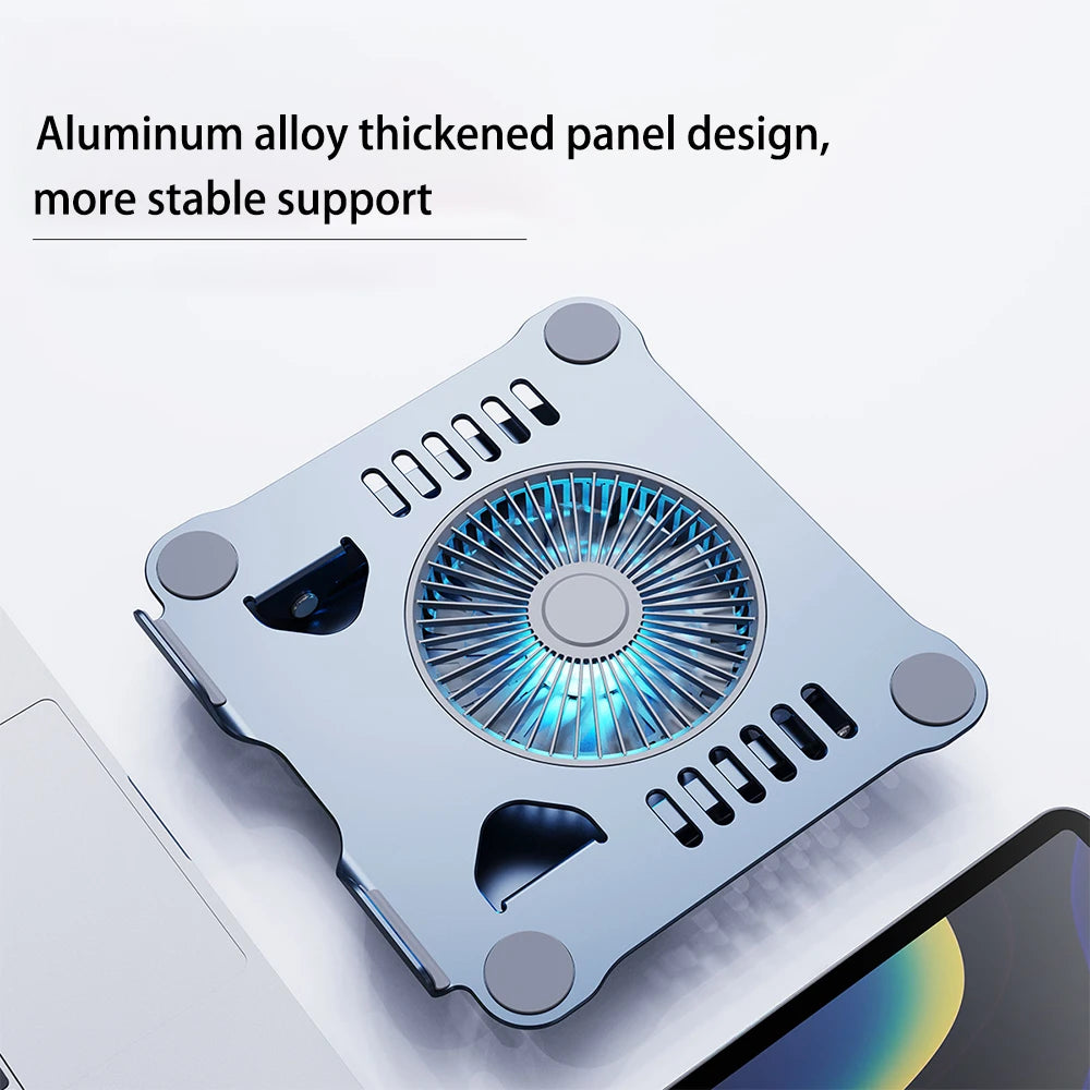 Laptop Stand with Cooling Fan – Aluminum Alloy Bracket for MacBook, Dell, Lenovo & Gaming Laptops