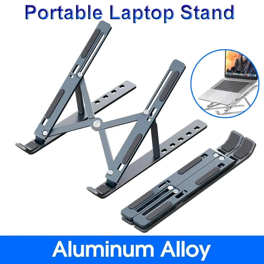 Foldable Adjustable Laptop Stand – Portable Aluminum Alloy Holder for MacBook & PC