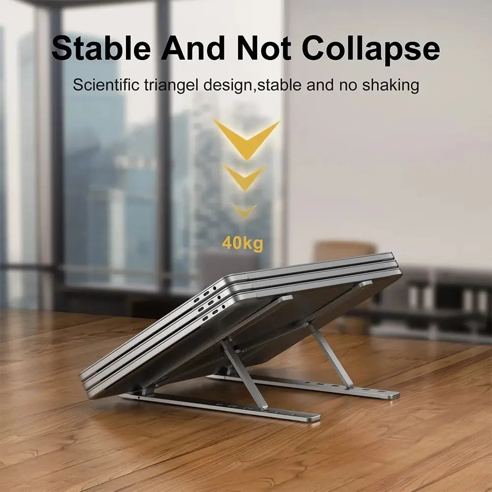 Foldable Adjustable Laptop Stand – Portable Aluminum Alloy Holder for MacBook & PC