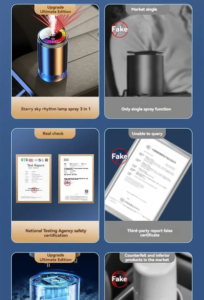 Rechargeable Smart Car Air Freshener – Adjustable Aroma Diffuser with Pickup Light & Starry Sky Design