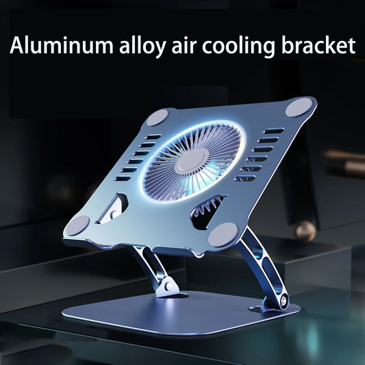 Laptop Stand with Cooling Fan – Aluminum Alloy Bracket for MacBook, Dell, Lenovo & Gaming Laptops