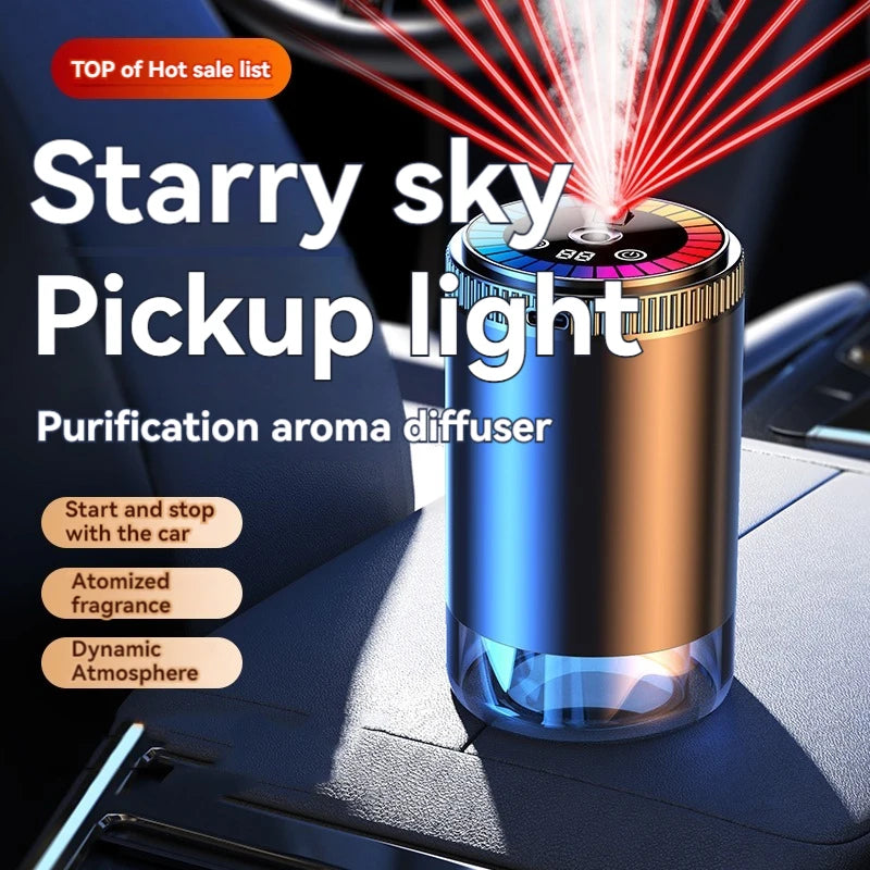 Rechargeable Smart Car Air Freshener – Adjustable Aroma Diffuser with Pickup Light & Starry Sky Design