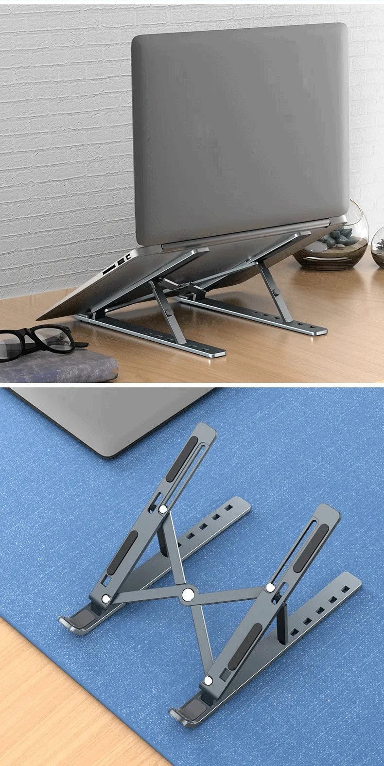 Foldable Adjustable Laptop Stand – Portable Aluminum Alloy Holder for MacBook & PC