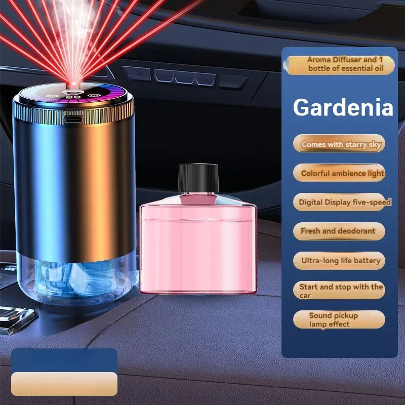 Rechargeable Smart Car Air Freshener – Adjustable Aroma Diffuser with Pickup Light & Starry Sky Design
