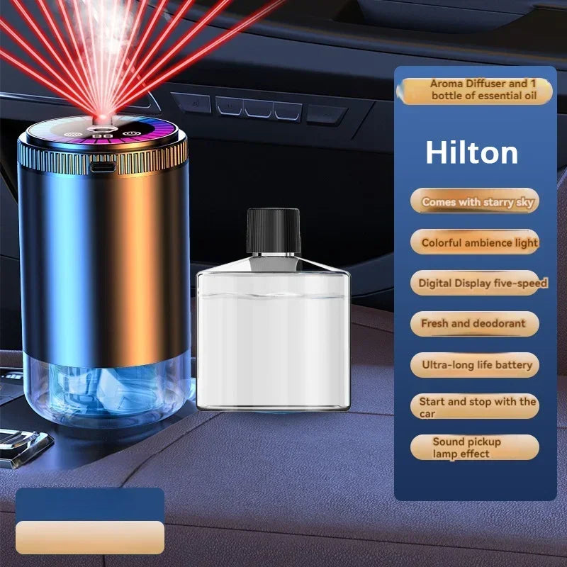 Rechargeable Smart Car Air Freshener – Adjustable Aroma Diffuser with Pickup Light & Starry Sky Design