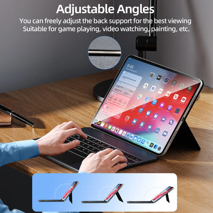 GOOJODOQ Magic Keyboard Case for iPad Pro 11 and iPad Air with Pogo Pin connection and multi-touch trackpad.