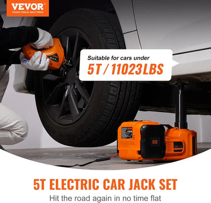 VEVOR Electric Hydraulic Jack – 5-Ton Portable Jack for SUV, Sedan, Truck, and Minivan, Ideal for Tire Changes and Garage Repairs.