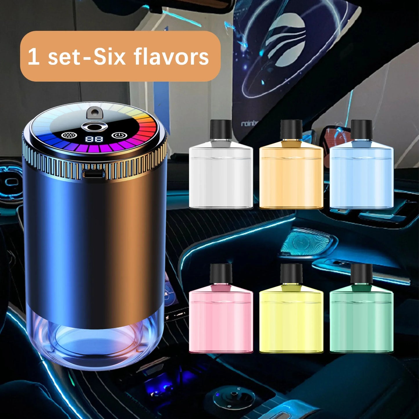 Rechargeable Smart Car Air Freshener – Adjustable Aroma Diffuser with Pickup Light & Starry Sky Design