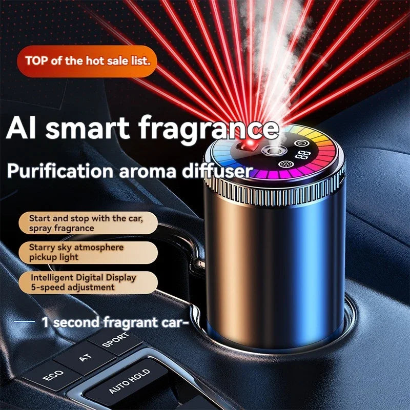 Rechargeable Smart Car Air Freshener – Adjustable Aroma Diffuser with Pickup Light & Starry Sky Design