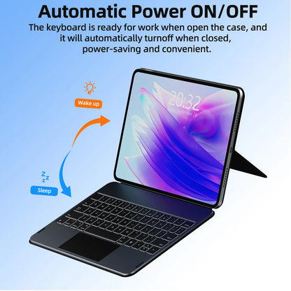 GOOJODOQ Magic Keyboard Case for iPad Pro 11 and iPad Air with Pogo Pin connection and multi-touch trackpad.