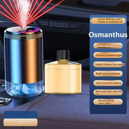 Rechargeable Smart Car Air Freshener – Adjustable Aroma Diffuser with Pickup Light & Starry Sky Design