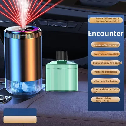 Rechargeable Smart Car Air Freshener – Adjustable Aroma Diffuser with Pickup Light & Starry Sky Design