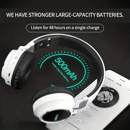 24-Hour Playtime BT Headphones with EQ Modes & Deep Bass